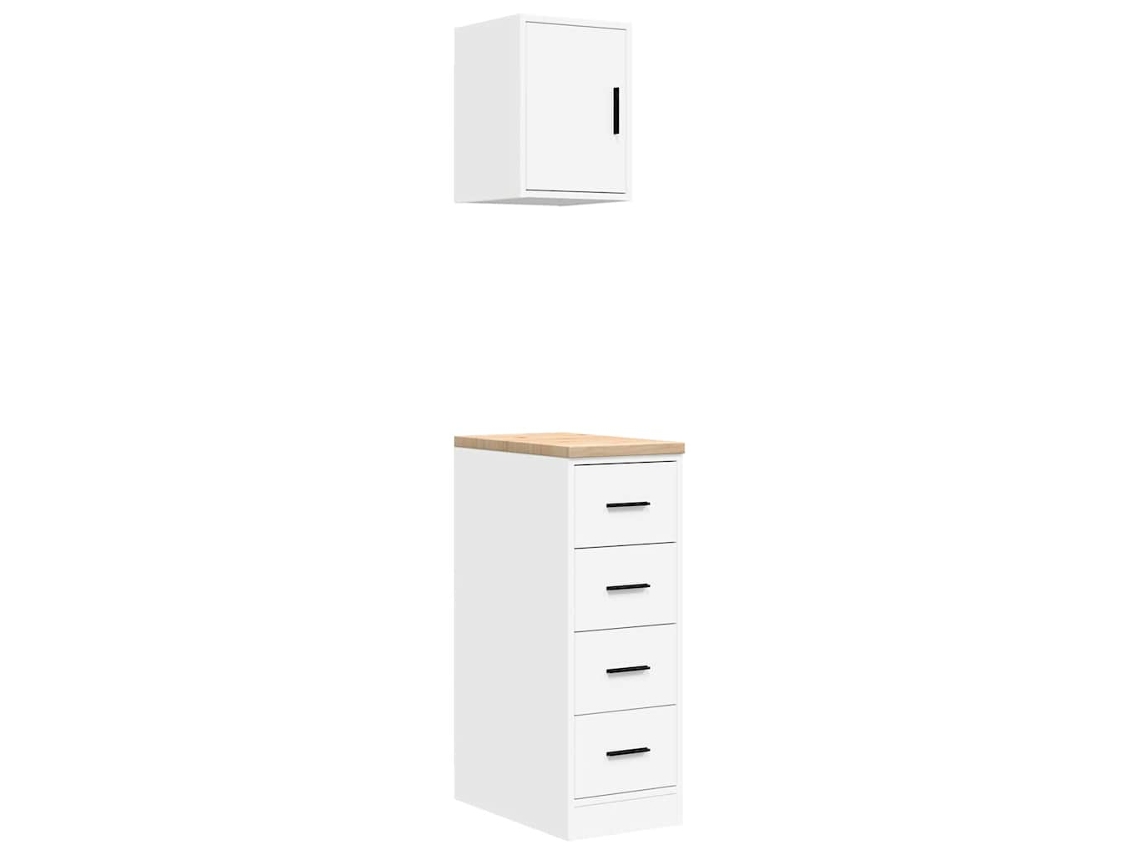 Conjunto 2 Armários de Garagem VIDAXL Derivados de Madeira Branco