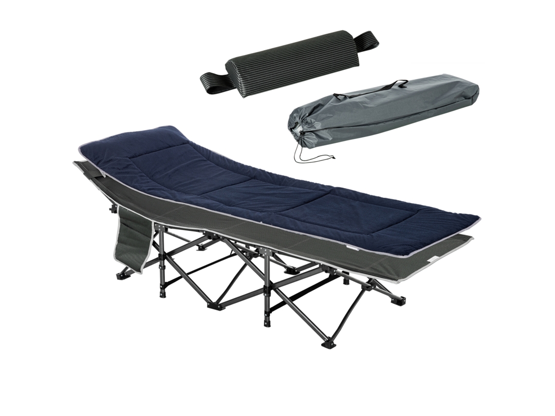 Cama de Camping Dobrável com Travesseiros S/MARCA (188x64,5x53cm) Azul Cinza