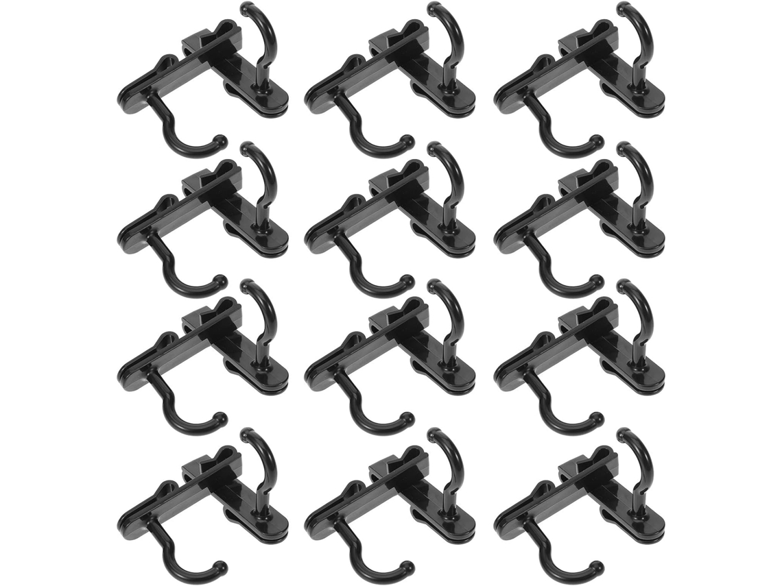 Pacote Com 24 Ganchos De Parede Práticos Em Plástico Preto Para Grades De Metal.