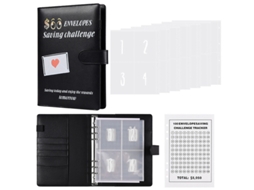 A5 Upgraded Version Black Couple 100day Envelope Challenge Binder Cash Budget Notebook With 25-grid Number Card Sleeves