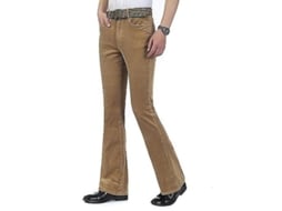 2026 pantalones Casuales de Pana para Hombre Con Corte Campana Elástico Talle Regular Invierno