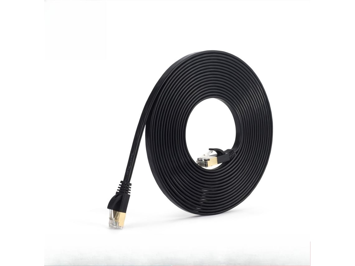 Cabo Ethernet Cat7,10gbps 600mhz, Blindado, Rj45 Ouro, Para Router/pc/gaming 0.5m Black Hexinyigjly