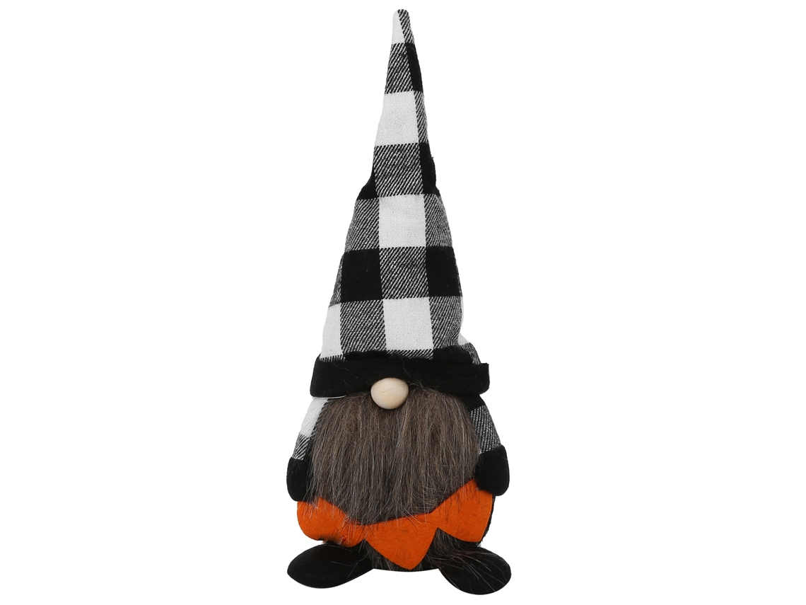 Boneca Decorativa de Pelúcia Sem Rosto Halloween para Mesa Sofá Prateleira com Chapéu de Xadrez