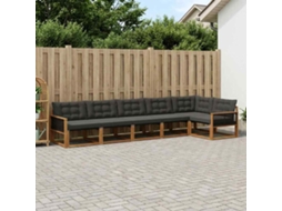 Vidaxl Conjunto De Sofás Para Exterior 6 Unid. Natural E Preto