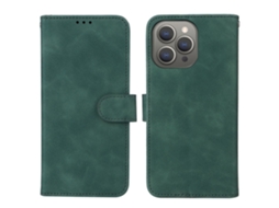 Capa Para Iphone 15 Pro Pele Sintética Verde