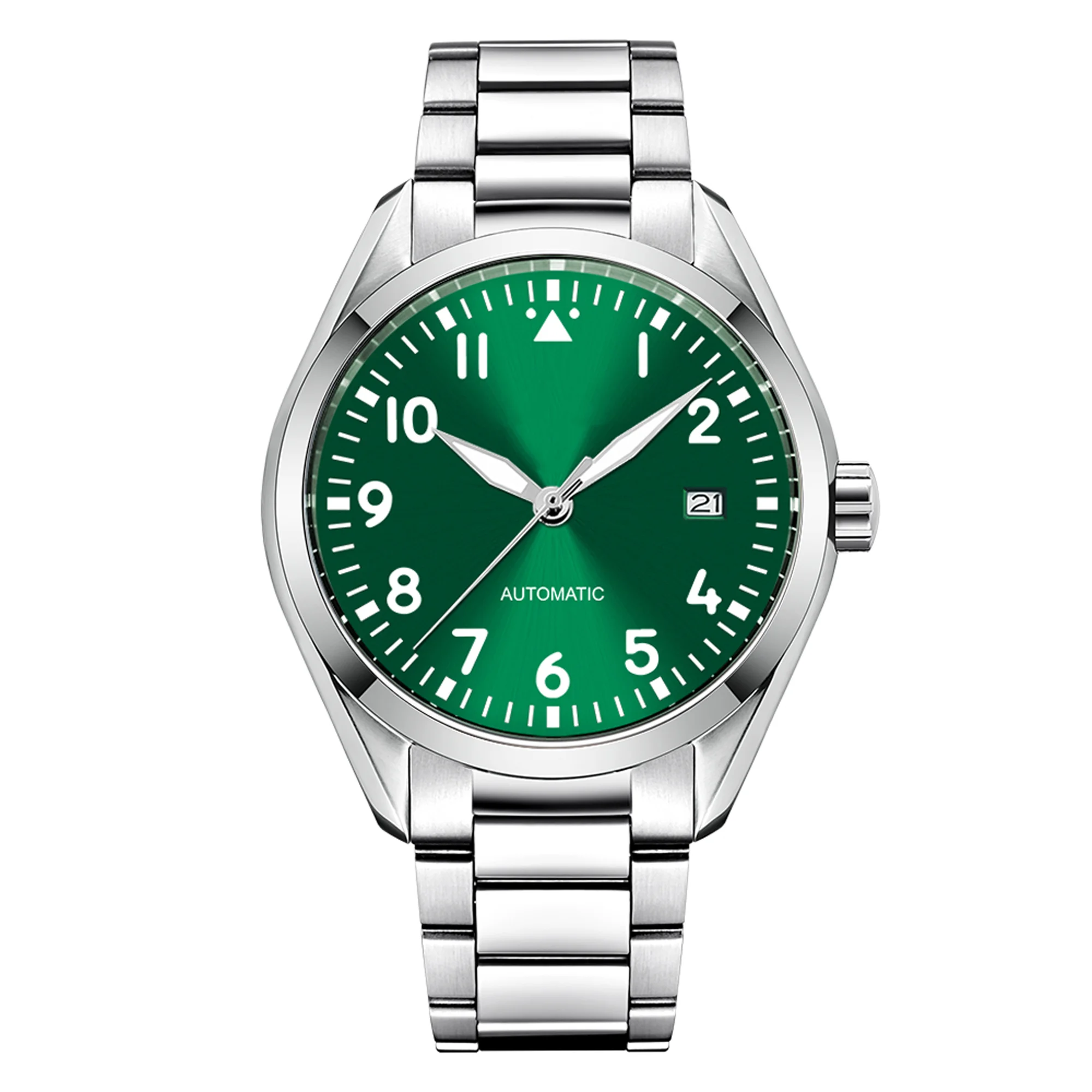 Relógio Masculino Automático Mecânico De Negócios (verde) 40 Mm, Cristal De Safira E Resistência À Água.