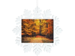 Tela com fundo de flocos de neve - Decoração transparente - Fácil de pendurar - 14 x 14 cm