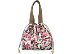 Mini Lancheira Reutilizável, Pequena e Charmosa, com Cordão, Estampa Floral Rosa, Ideal para Meninas e Mulheres BRILVIBERA