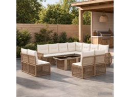 Vidaxl Conjunto De Sofá De Jardim 12 Unid. Bege E Branco Creme Vime Pe