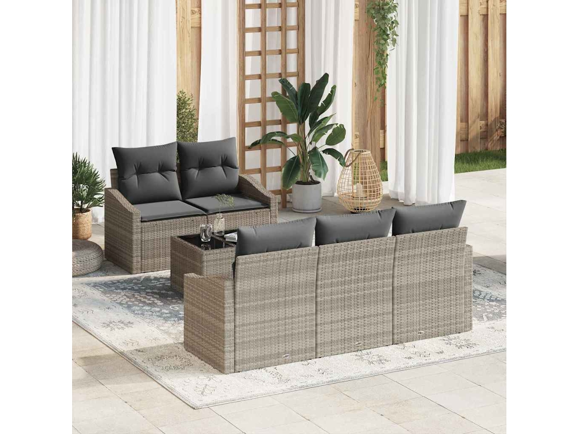 Vidaxl Conjunto De Sofás 6 Unid. Cinza Claro E Cinza Escuro Vime Pe
