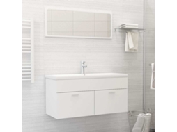 Vidaxl 2 Pcs Conjunto De Móveis De Casa De Banho Contraplacado Branco