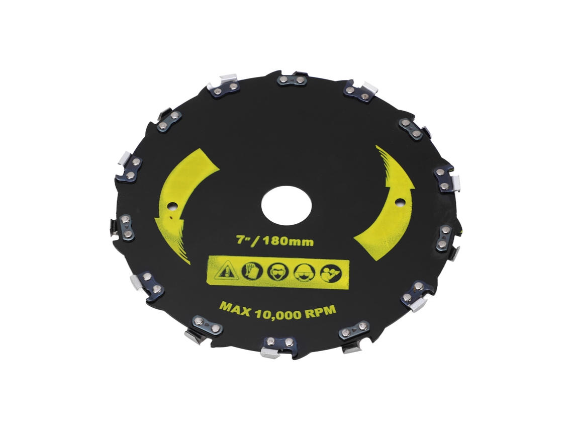 Disco de corrente de ângulo reto com lâmina de aço liga para motosserra, para madeira e plástico, com formato gravado, 7 polegadas, 14 dentes.