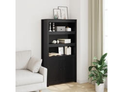 Aparador Alto 80x35x154 cm Madera Maciza de Pino Negro