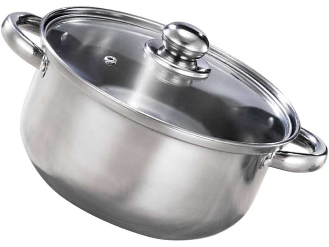 Panela Multifuncional De Aço Inoxidável De 22 Cm Com Tampa Transparente, Ideal Para Cozinhar A Vapor Gokoco