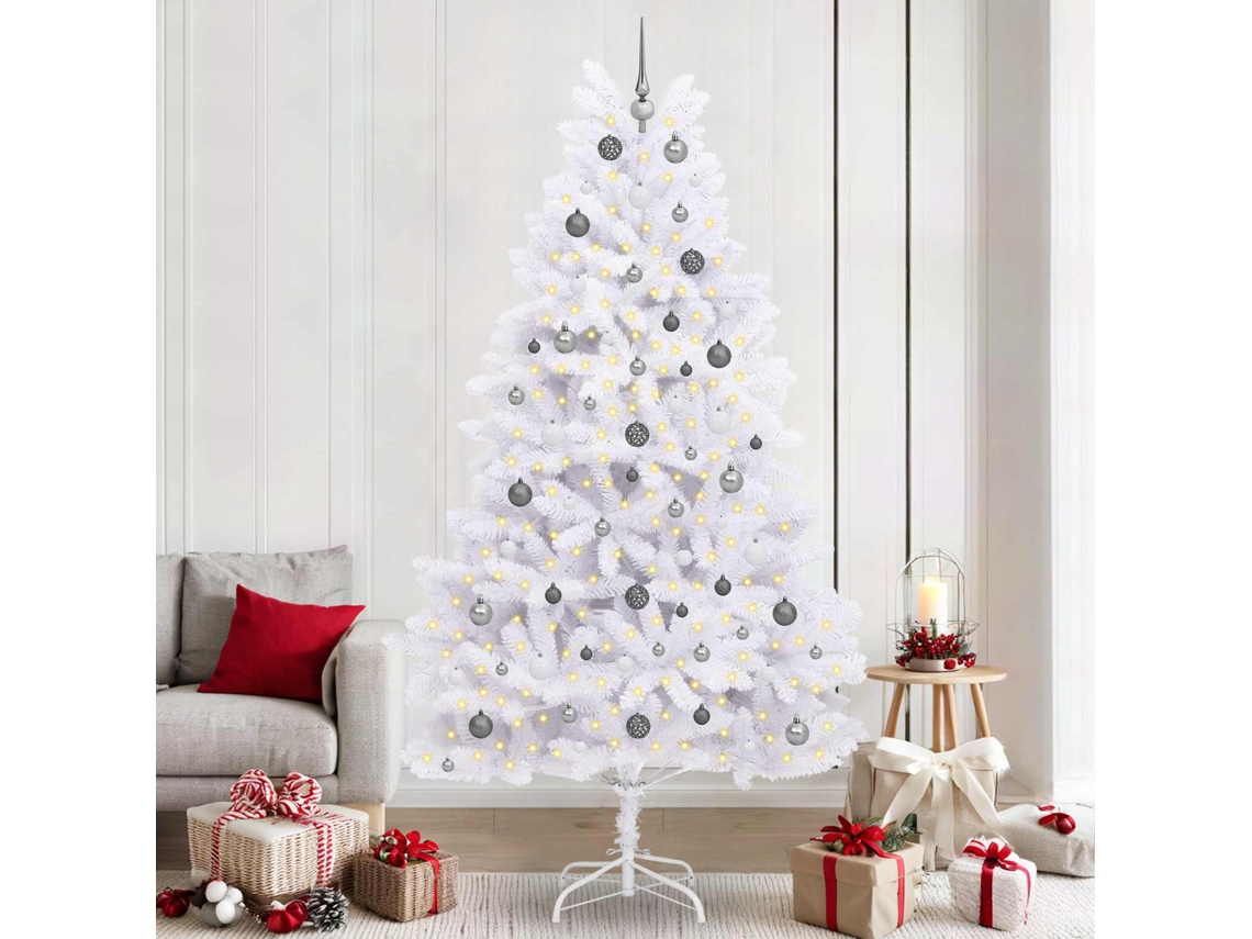 Vidaxl Árvore De Natal Artificial 240 Cm Pvc E Aço Branco