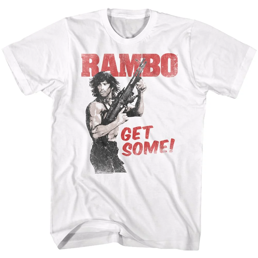 Rockinstone Rambo Movie Get Some White Adult T-shirt Size:xxl
