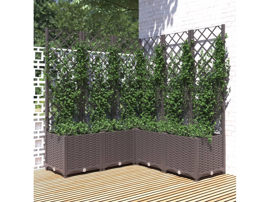 Vidaxl Vaso/floreira Jardim C/ Treliça 120x120x136 Cm Pp Castanho