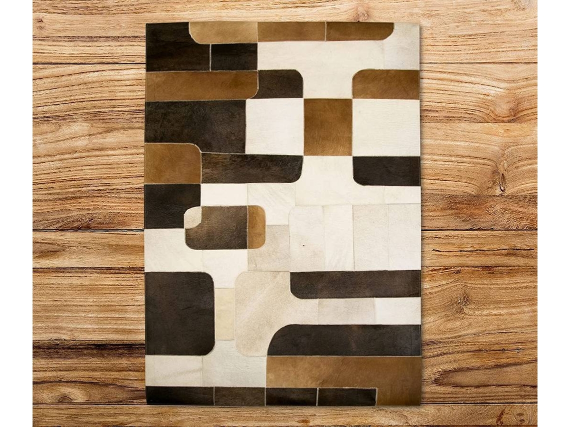 Tapete ZERIMAR Patchwork (Castanho - 180x120 cm - Pele)
