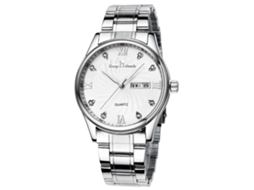 Reloj De Pareja Casual De Acero Inoxidable Con Cuarzo (caja Plata, Dial Blanco, Correa De Acero Para Hombre)