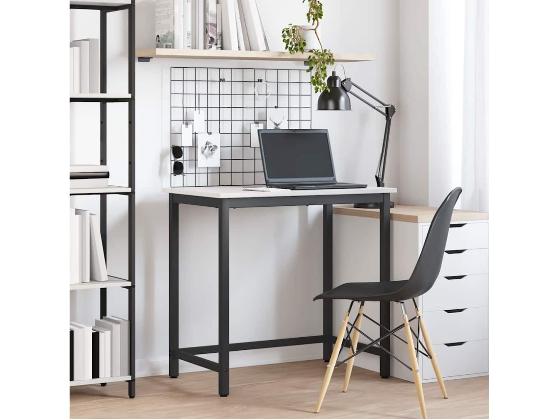 Vidaxl Mesa Branco 80 X 50 X 77 Cm Madeira De Engenharia E Aço