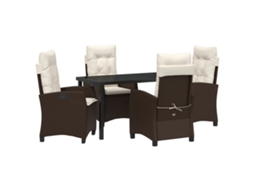 Conjunto 5 De Jantar De Jardim Vidaxl Com Almofadas Marrom Polirattan