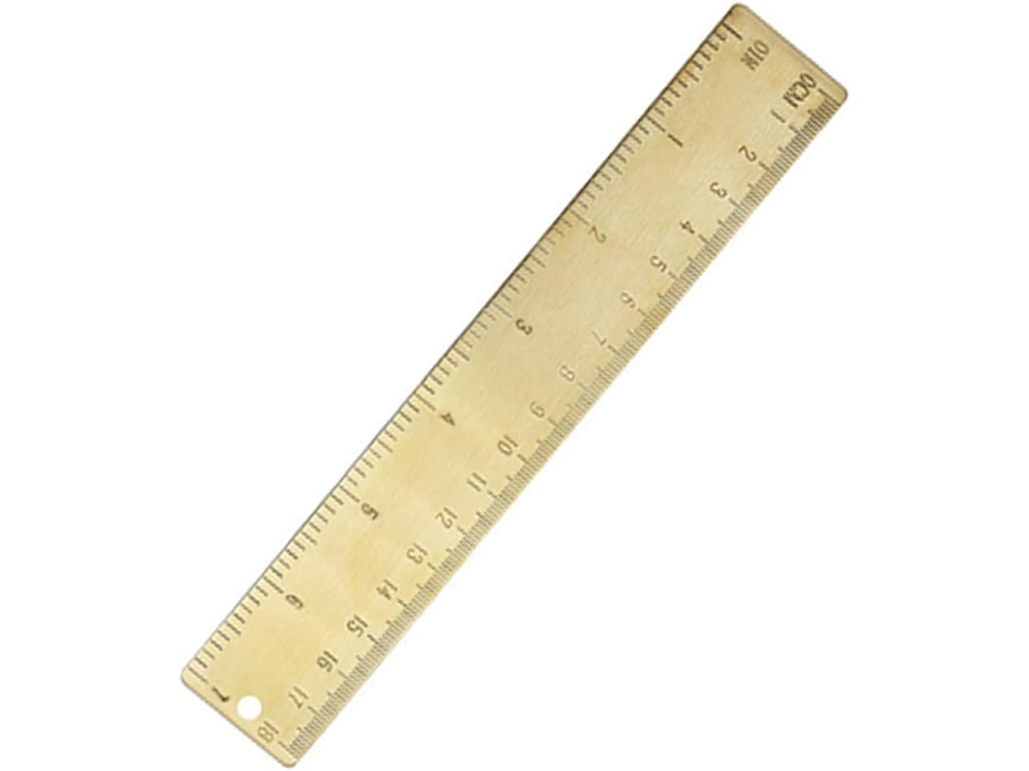 Régua Reta Exceart De Latão, 18 Cm, Com Escala Dupla Gravada Em Estilo