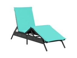 Espreguiçadeira com Almofada em Rattan Sintético Preto MAISON EXCLUSIVE