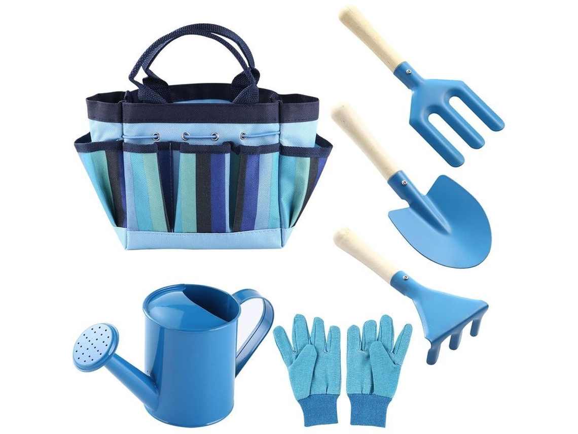 Conjunto De Jardinería Para Niños 7 Piezas - Herramientas De Jardín Com Regadera, Luvas, Rastrillo, Pala - Brinquedo