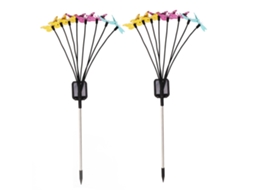 2 Pack Luzes Solares Borboleta Ao Ar Livre para Jardim Decorativas Luz Quente 8 Borboletas Ip65
