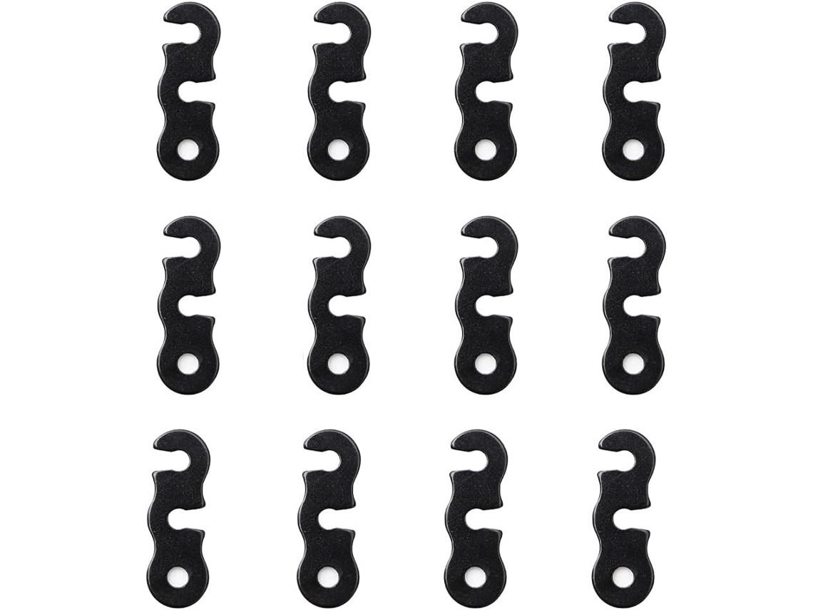 Pacote com 12 Tensores de Corda em Liga de Alumínio para Barraca AQUAFORGE (preto)