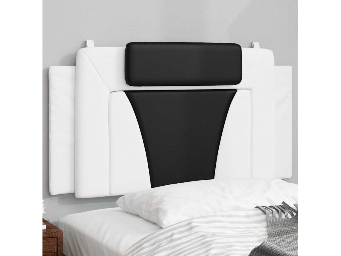 Vidaxl Almofadão De Cabeceira Viana 100 Cm Couro Artificial Preto E Branco