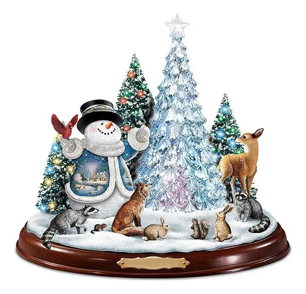 Nova Árvore De Cristal De Natal, Papai Noel, Boneco De Nevevayotoy
