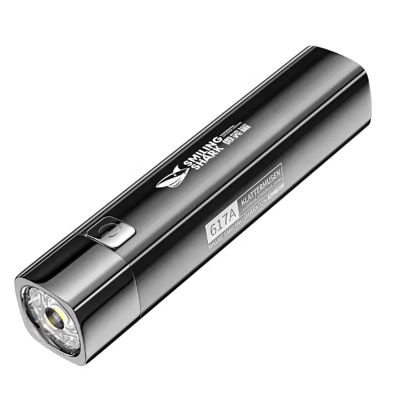 Lanterna Led Recarregável Usb Super Brilhante (preta), Com Bateria Integrada E À Prova D'água.