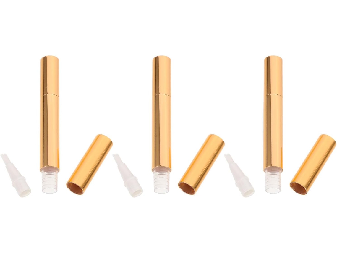Conjunto De 3 Canetas Recarregáveis Para Unhas E Lábios, 3ml, Plástico E Metal.
