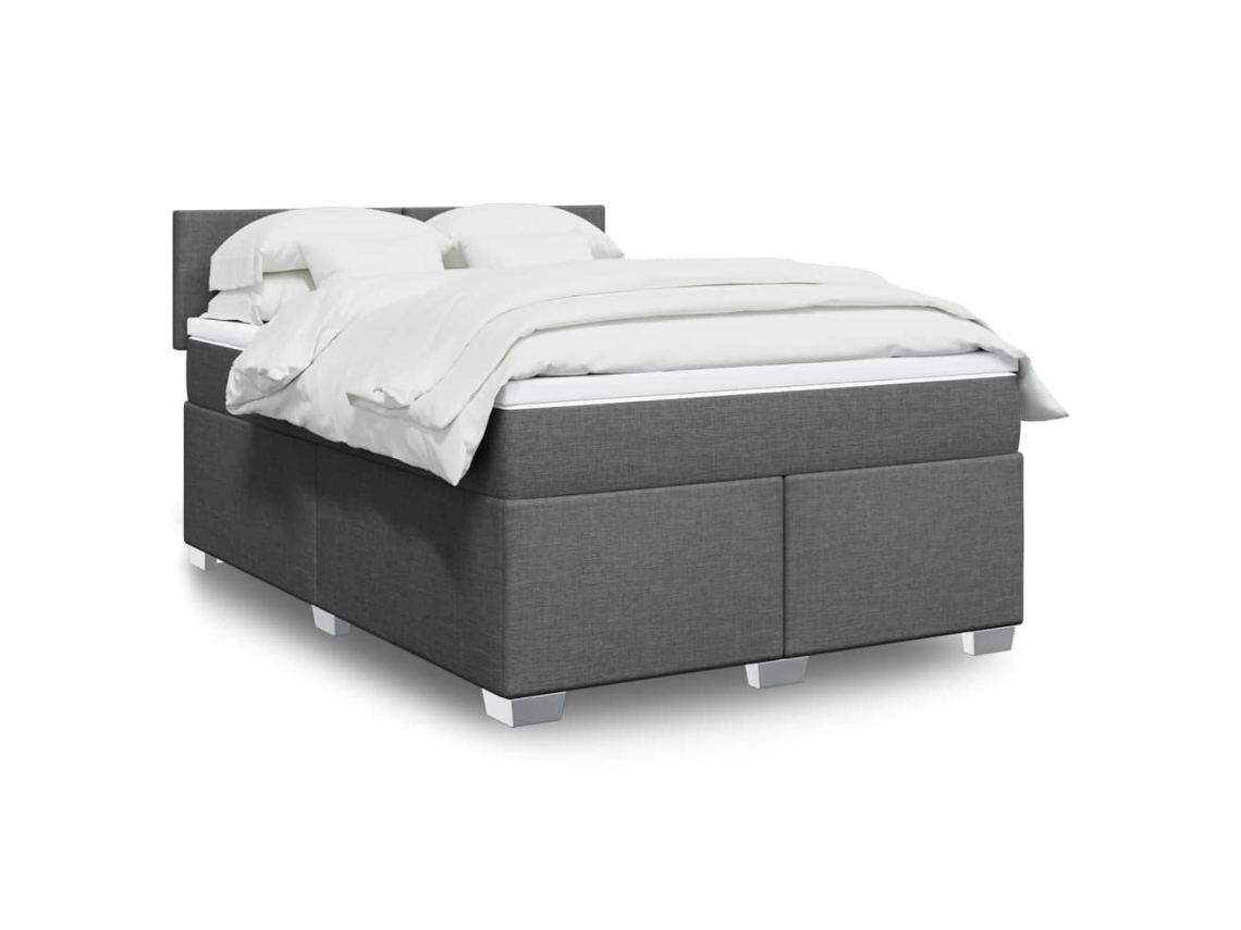 Vidaxl Cama Com Molas/colchão 140x190 Cm Tecido Cinzento-escuro