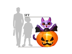 Decoração De Halloween Ao Ar Livre Com Abóbora Assustadora E Gato Inflável De 5ft Da Laxiscreed