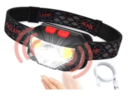 Farol Led com 6 Modos de Luz Lanterna Controle Sensor Movimento para Crianças e Adultos Ciclismo Corrida Caminhada Preto Bisbisous VIGA EUROPE