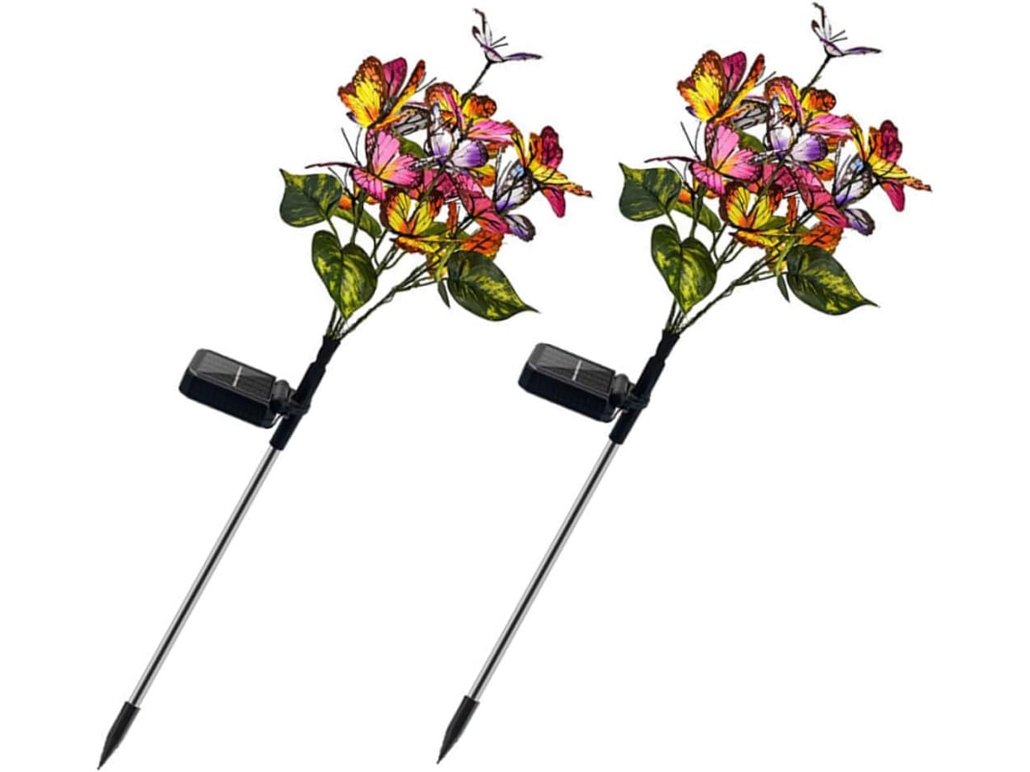 Luminárias Solares Decorativas Para Jardim, 2 Peças, Design Floral, Led, Sem Fio, Duráveis Para Uso Gokoco