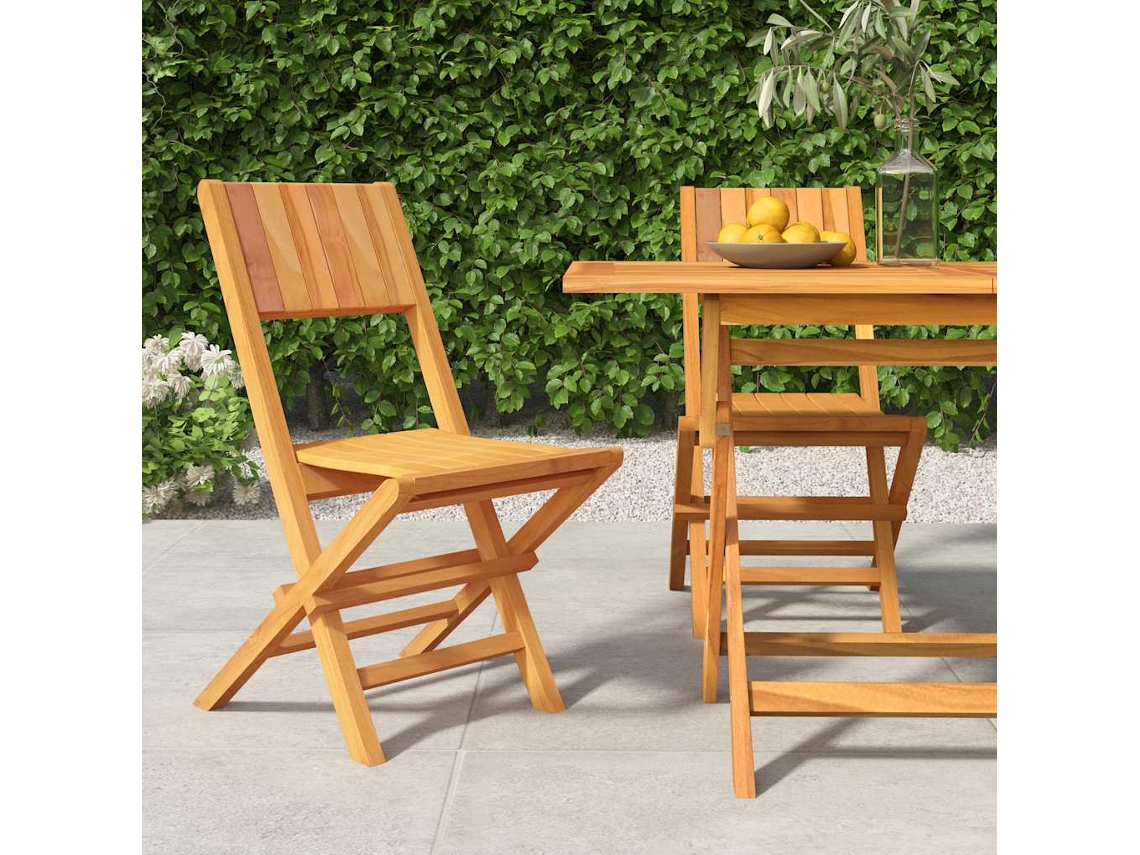 Vidaxl Cadeiras De Jardim Dobráveis 2 Pcs 47x61x90 Cm Teca Maciça