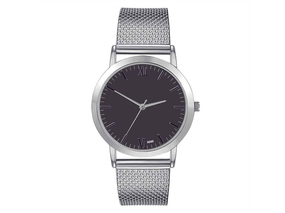 Relógio de pulso de quartzo com pulseira de silicone, estilo casual para mulheres e casais, prateado.