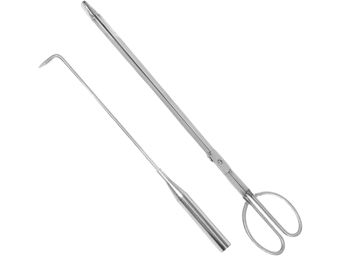 Pinça Para Atiçar Lenha Imikeya, 2 Peças, Em Aço Inoxidável, Utensílio Para Lareira E Fogueira, Gancho Resistente