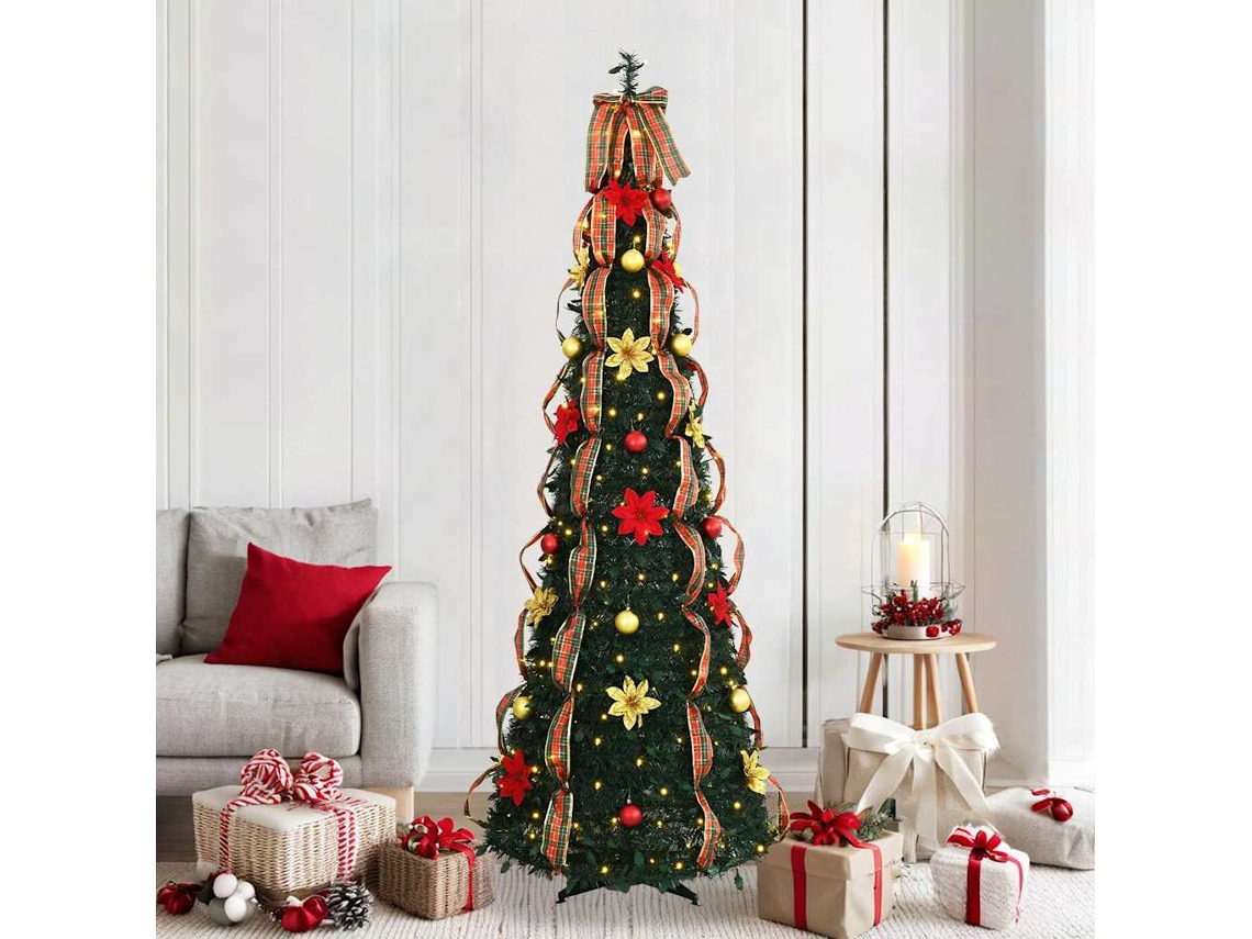 Vidaxl Árvore De Natal Artificial Com 200 Leds Verde 215 Cm Pvc