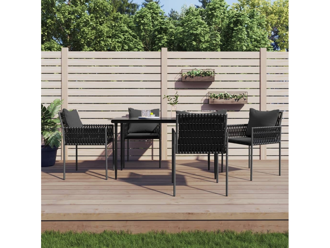 Vidaxl Cadeiras Jardim C/ Almofadões 4 Pcs 54x61x83 Cm Vime Pe Preto