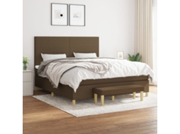 Vidaxl Cama Com Molas/colchão 180x200 Cm Tecido Castanho-escuro