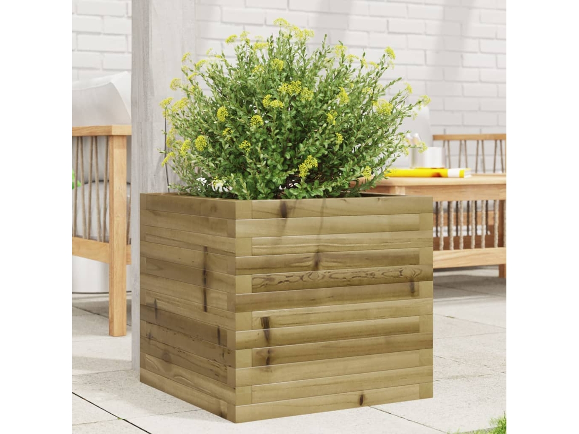 Vidaxl Vaso/floreira Jardim 50x50x45,5 Cm Madeira De Pinho Impregnada