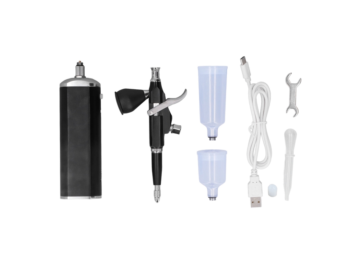 Kit De Aerógrafo Recargable 30psi Com Compressor, Taça De Pintura E Tampa De Bico Para Maquiagem