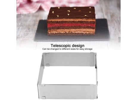 Cortador de Biscoitos Anel de Mousse Quadrado de Aço Inoxidável Molde Retrátil para Bolo de Biscoitos 16 28 Cm Hb025 ZERODIS