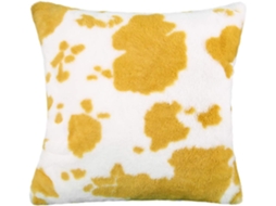 Capa de Almofada Quadrada, Decorativa e Confortável com Estampa Vaca, Feita Pelúcia Amarela, CHABERLU