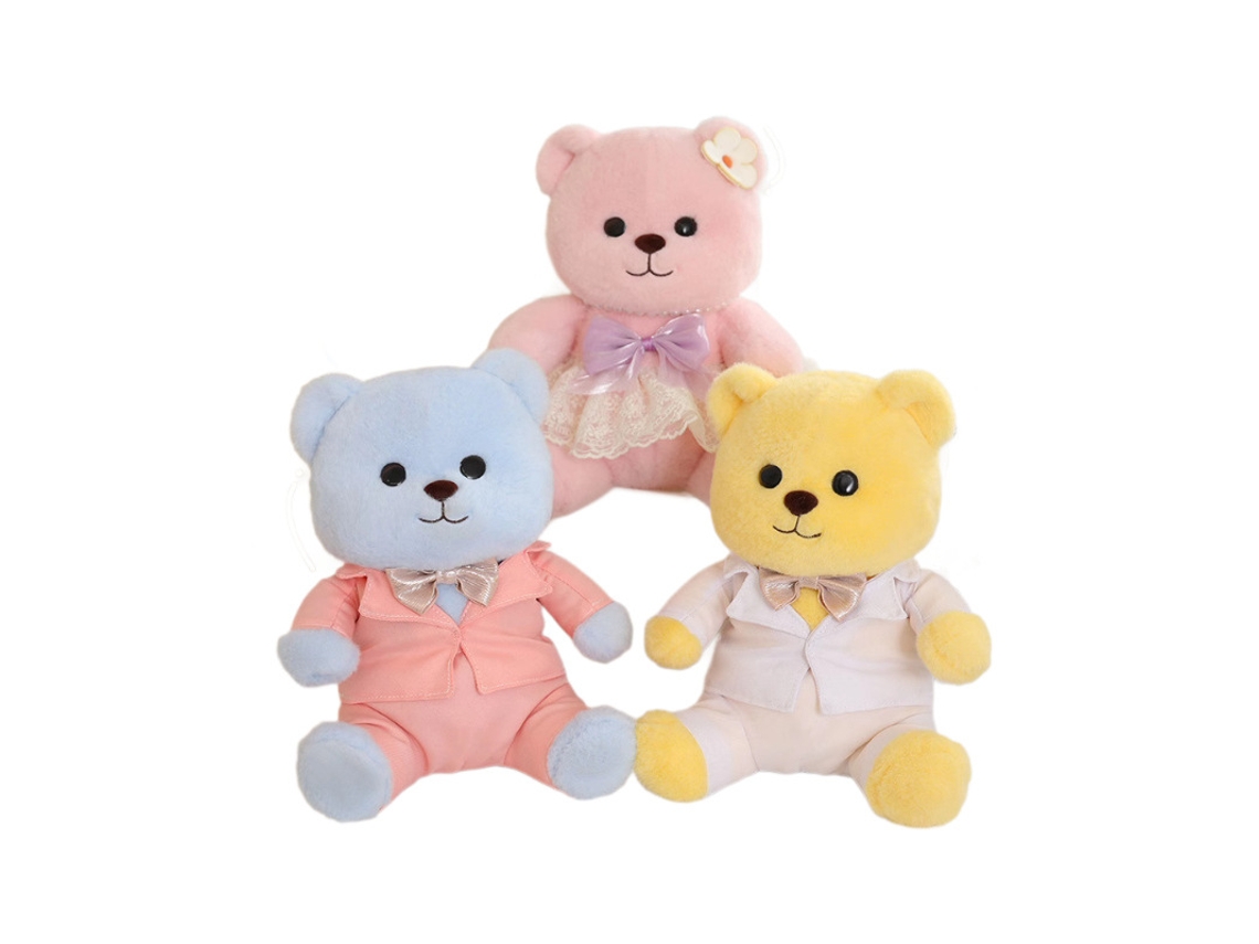 Ursinho de Pelúcia com Vestido de Noiva Boneco de Pelúcia para Namorados, Aniversário e Casamento Urso Rosa com Vestido Branco CHABERLU