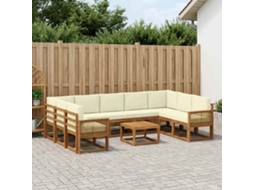 Vidaxl Conjunto De Sofás Para Exterior 10 Pcs Natural E Creme
